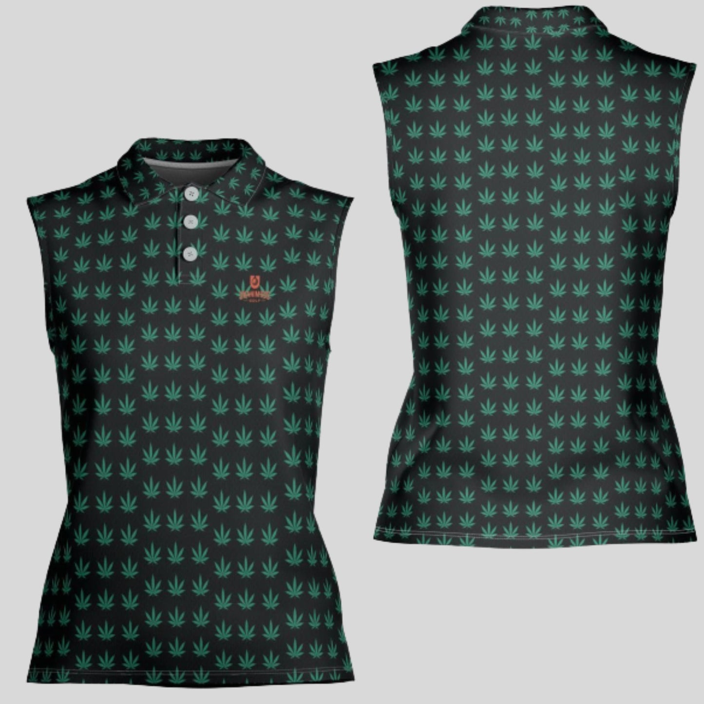 Cannabis sleeveless Ladies golf polo