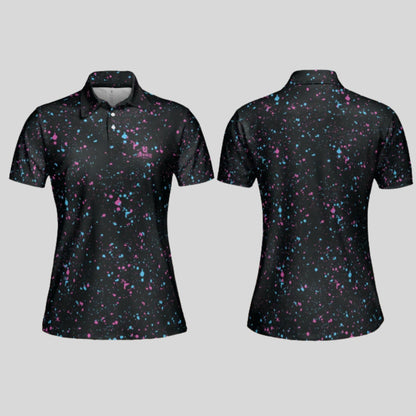 cyan-flamingo golf shirt polo for women