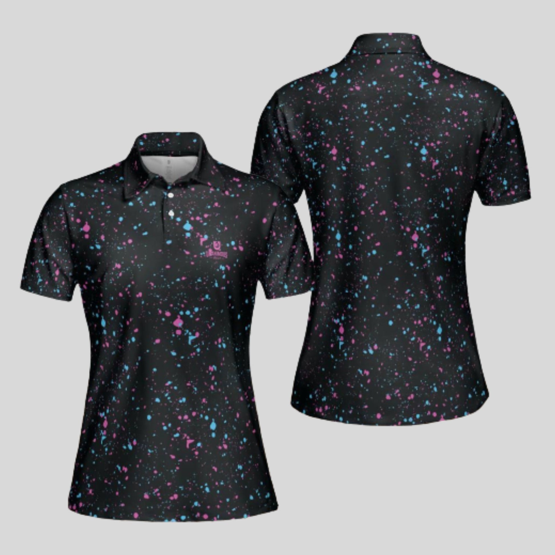 cyan-flamingo golf shirt polo for women