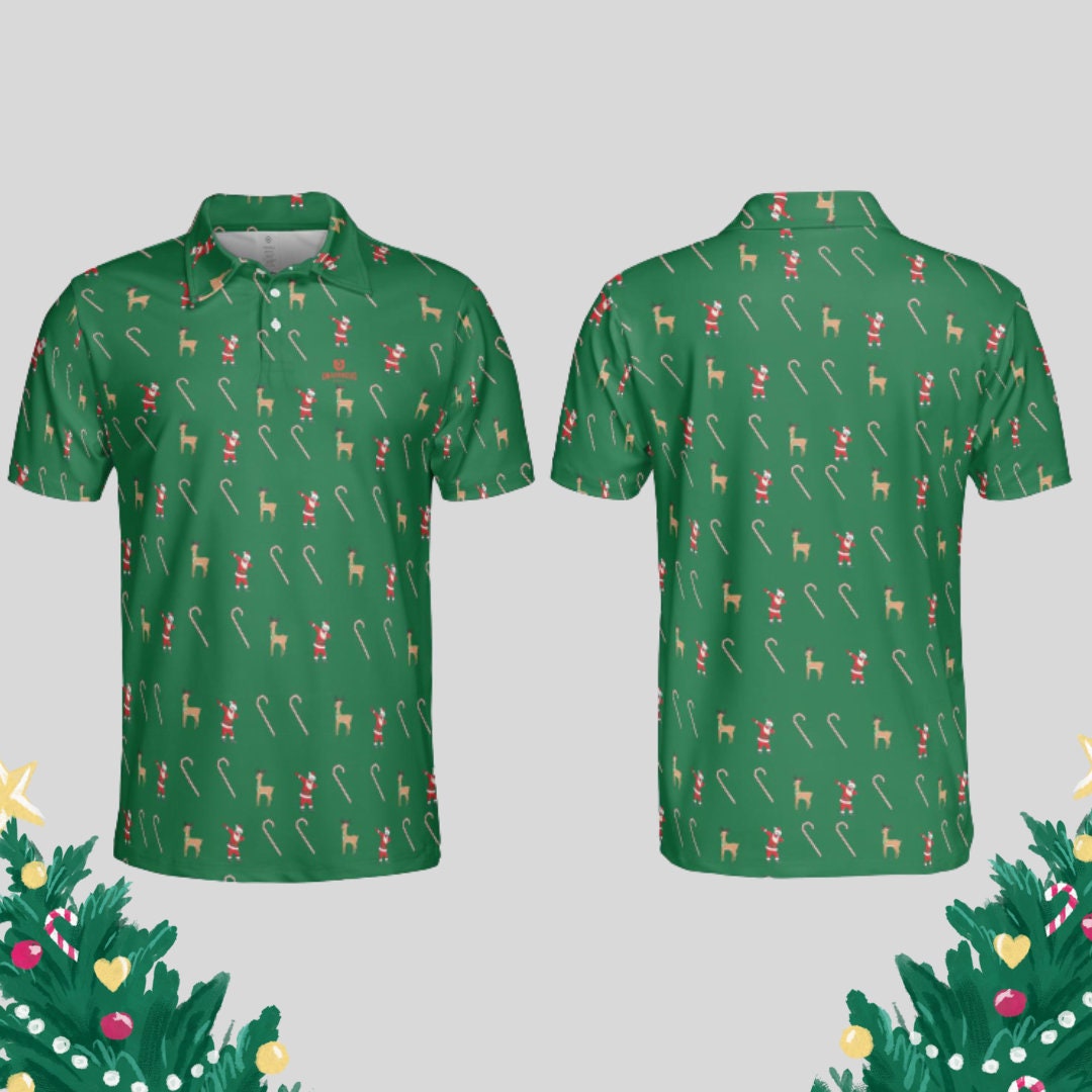 dabbing Santa Christmas golf polo shirt for Men