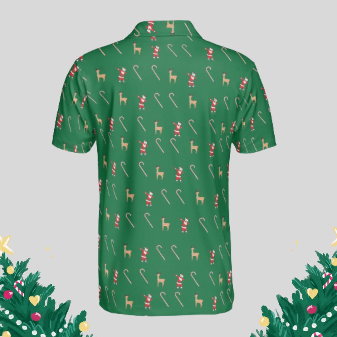 dabbing Santa Christmas golf polo shirt for Men