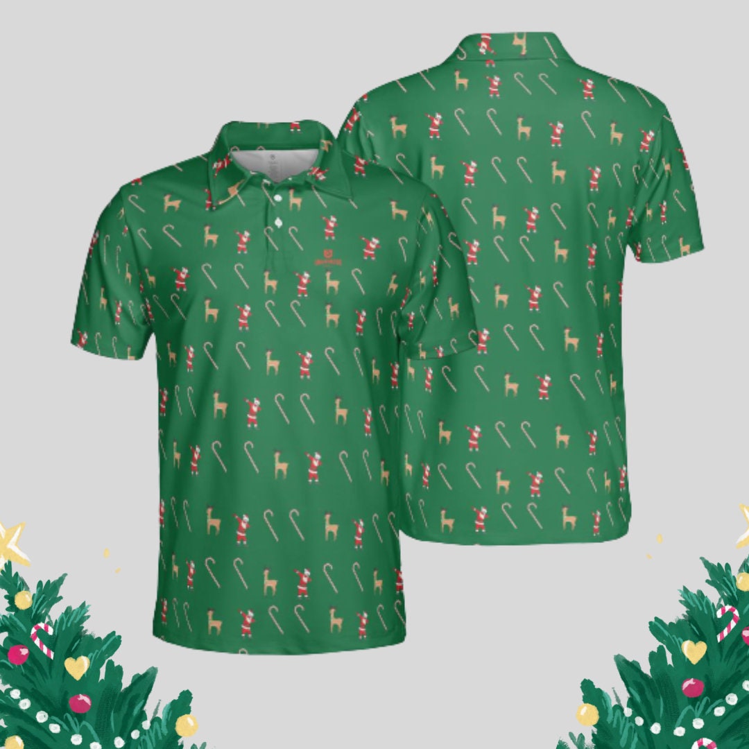 dabbing Santa Christmas golf polo shirt for Men