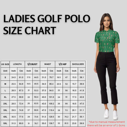 Dabbing Santa Christmas Golf Polo Shirt for Women