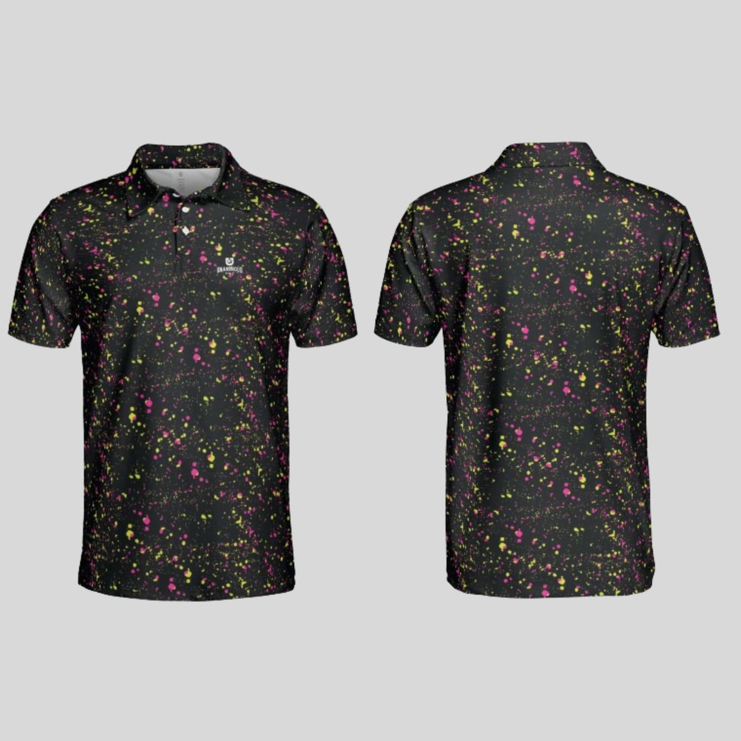 Neon Paint Splatter Golf Polo For Men