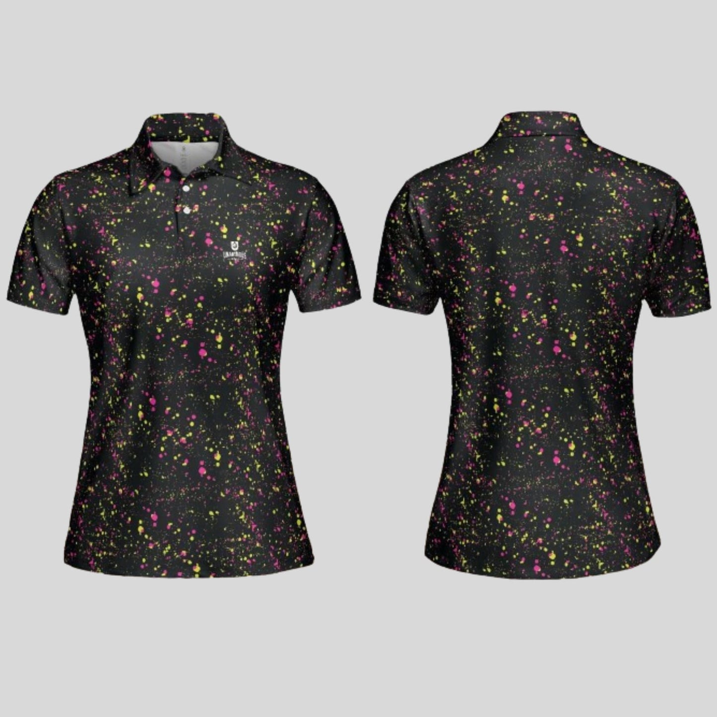 Neon Paint Splatter Golf Polo For Women