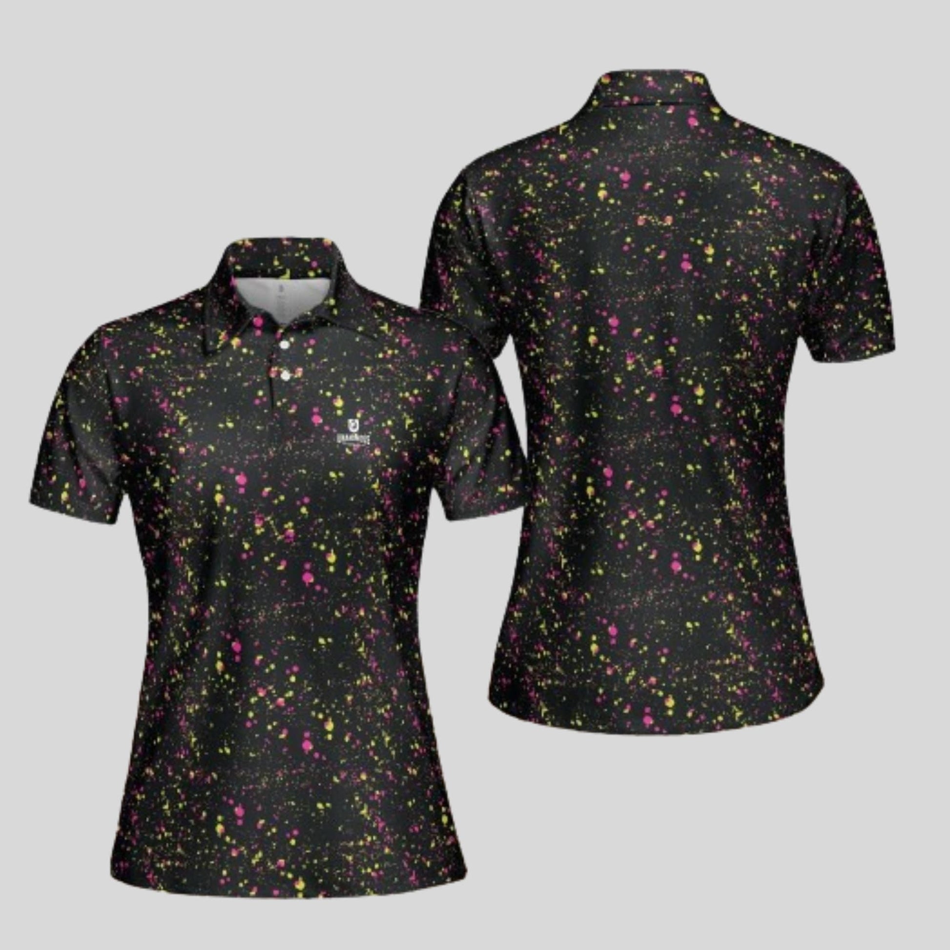 Neon Paint Splatter Golf Polo For Women