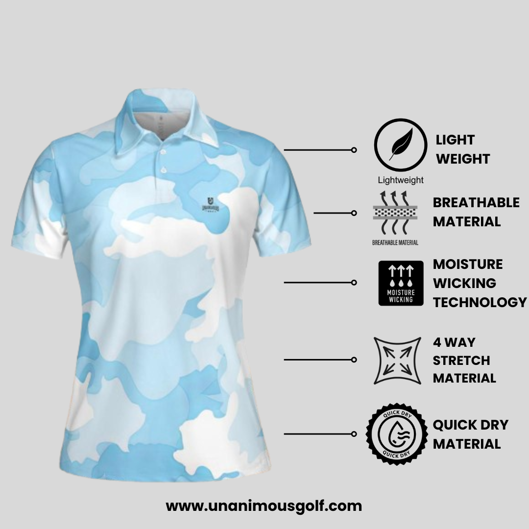 Blue Camo Golf Polo Shirt For Women