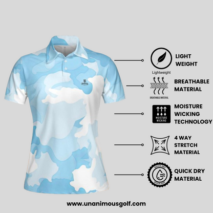 Blue Camo Golf Polo Shirt For Women