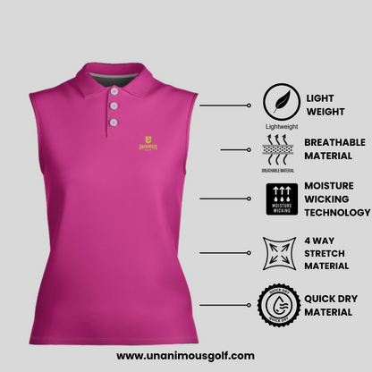 Neon Pink/chartreuse Sleevless golf polo shirt For women