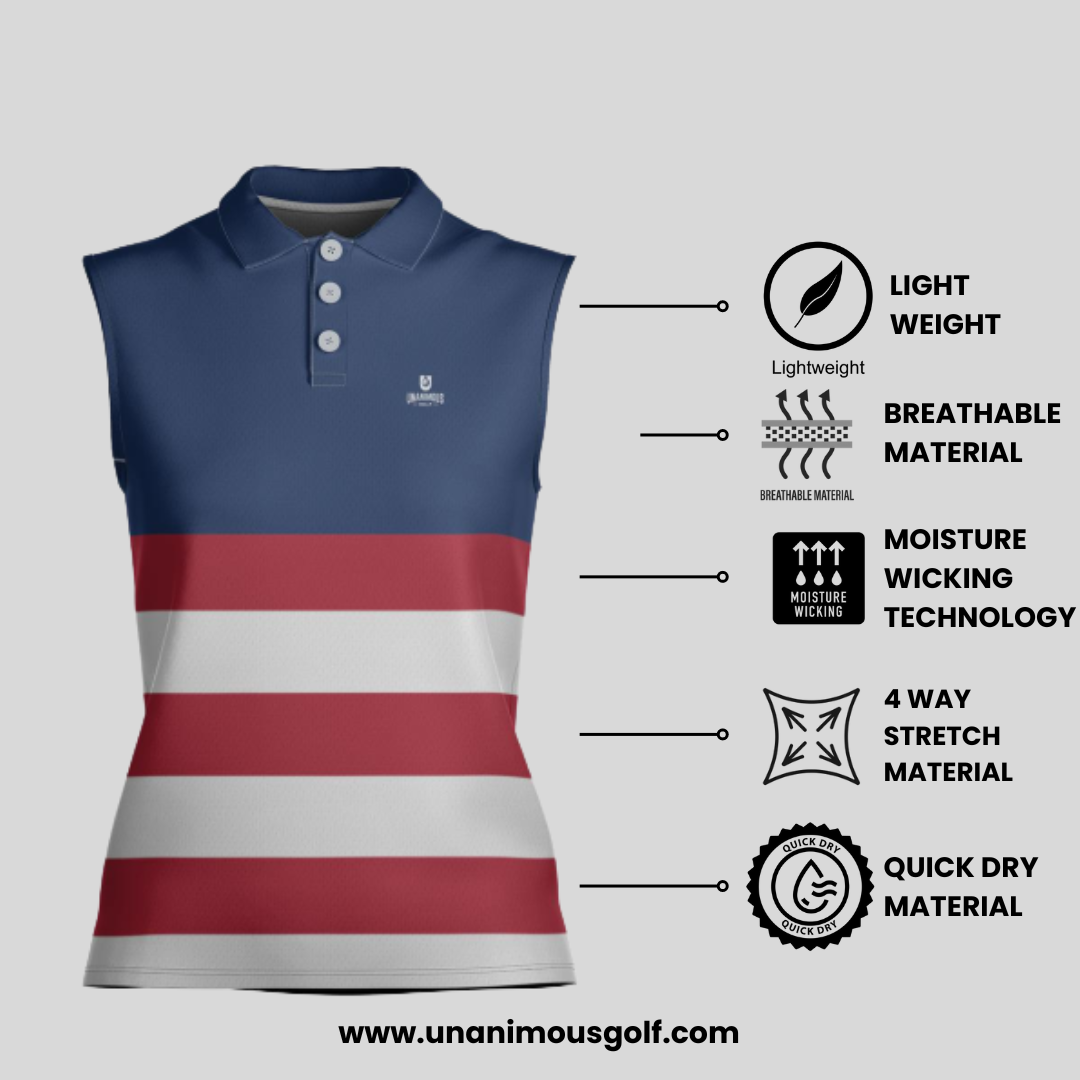 The Red White and Blue Sleeveless Golf Shirt