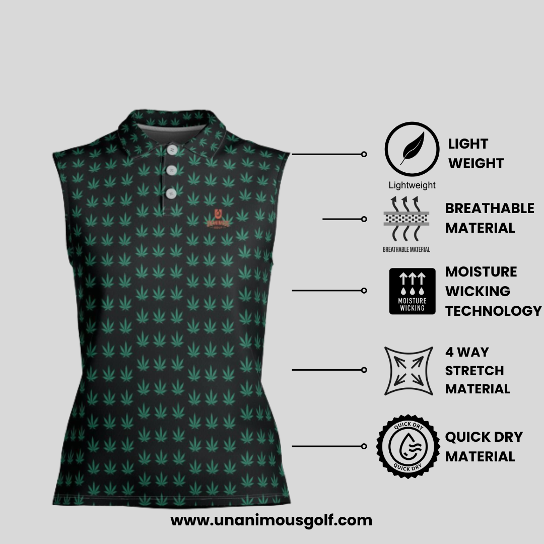 Cannabis sleeveless Ladies golf polo